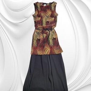 Multi-color pleated Plisse feather sleeveless pants set NWT